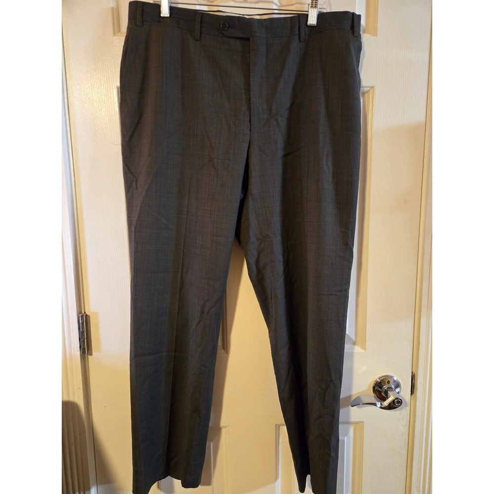 Canali Travel‎ Wool Dress Pants Men Size 37x34 Charcoal Flat Front
